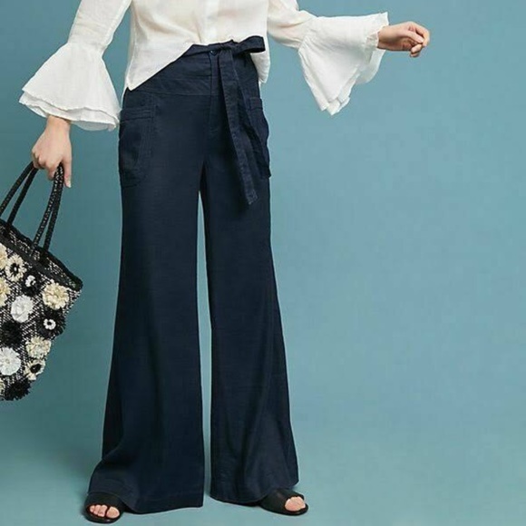 Anthropologie Pants - NWT Anthropologie Tie-Waist Linen Wide Legs
